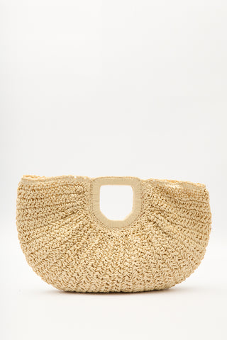 Oval Straw Handbag Beige