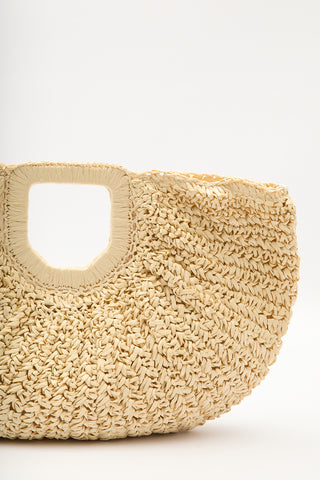 Oval Straw Handbag Beige