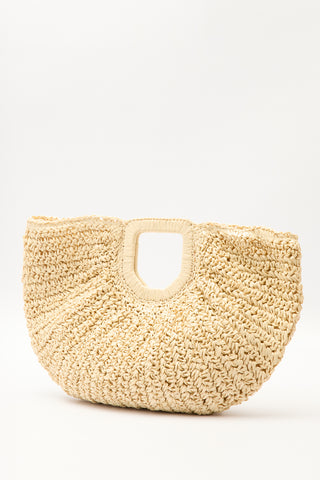 Oval Straw Handbag Beige