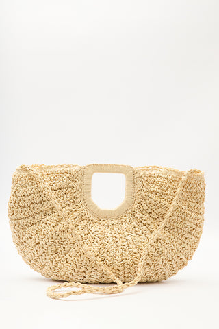 Oval Straw Handbag Beige