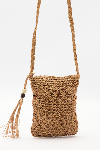 Mini Straw Bag With Tassel Natural