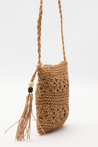 Mini Straw Bag With Tassel Natural