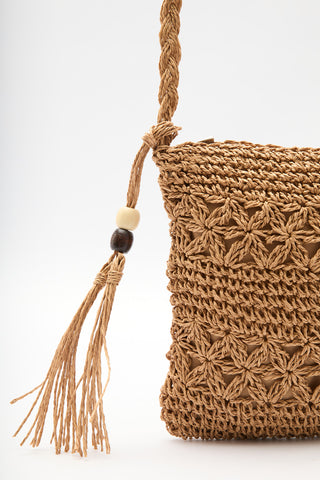 Mini Straw Bag With Tassel Natural