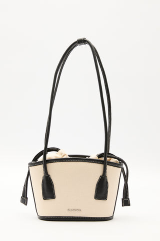 Mini Canvas Bucket Bag Beige