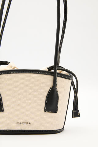 Mini Canvas Bucket Bag Beige