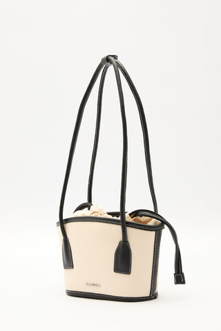 Mini Canvas Bucket Bag Beige
