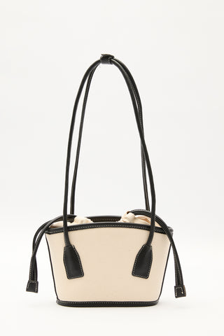 Mini Canvas Bucket Bag Beige