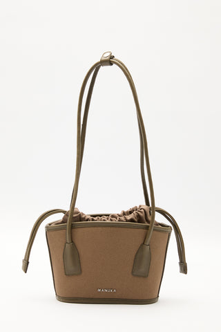 Mini Canvas Bucket Bag Brown