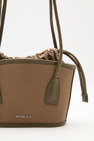 Mini Canvas Bucket Bag Brown