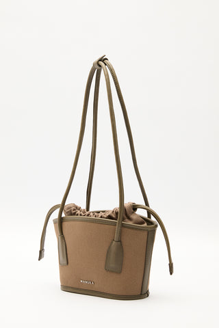 Mini Canvas Bucket Bag Brown
