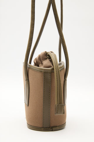 Mini Canvas Bucket Bag Brown