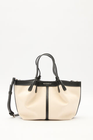 Canvas Mini Bag With Stitch Detail Beige