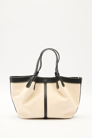 Canvas Mini Bag With Stitch Detail Beige