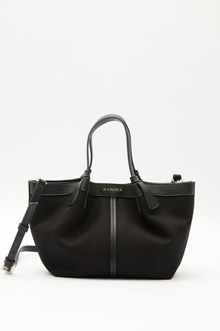 Canvas Mini Bag With Stitch Detail Black