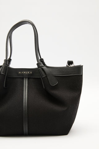 Canvas Mini Bag With Stitch Detail Black