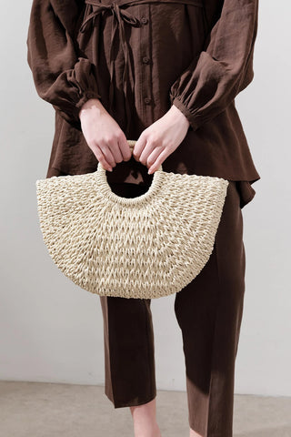 Medium Woven Handbag Beige