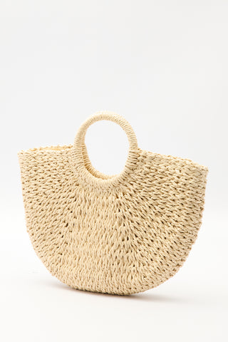 Medium Woven Handbag Beige