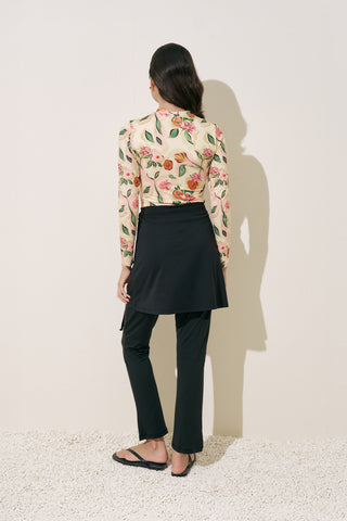 Wrap-Front Swim Skirt Black