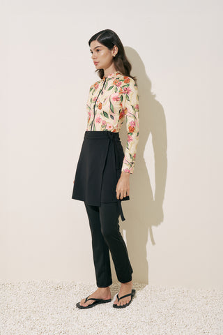 Wrap-Front Swim Skirt Black