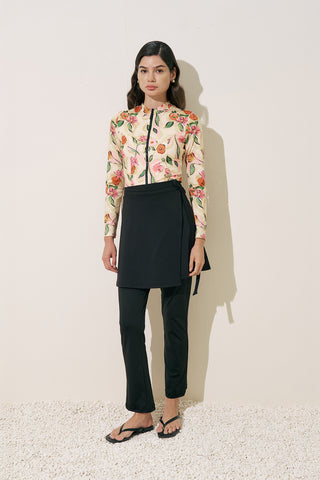 Wrap-Front Swim Skirt Black