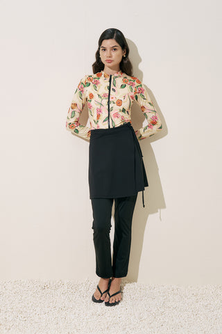 Wrap-Front Swim Skirt Black