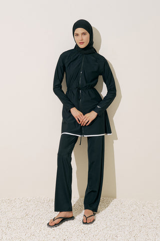 Zip Swim Dress Black