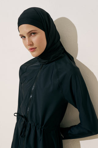 Zip Swim Dress Black