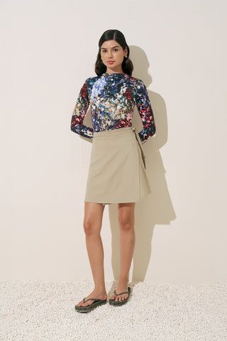 Wrap-Front Swim Skirt Green