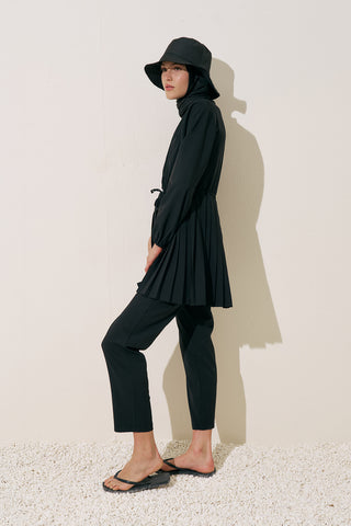 Pleated Swim Dress Black