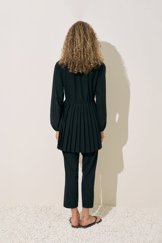 Pleated Swim Dress Black