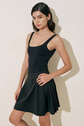 Pleated Detail Swim Skirt Black