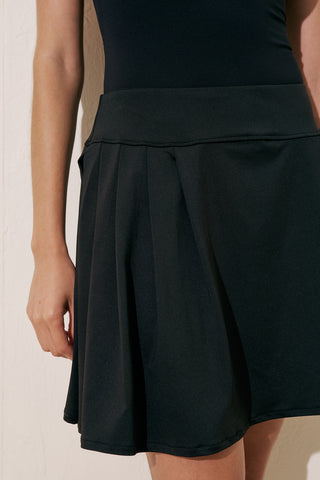 Pleated Detail Swim Skirt Black