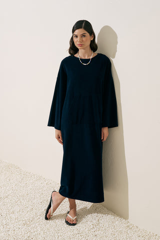 Relaxed Terry Dress Navy Blue