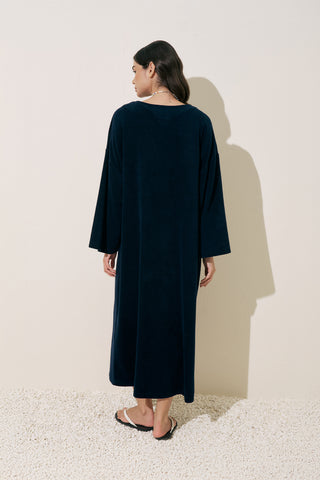 Relaxed Terry Dress Navy Blue