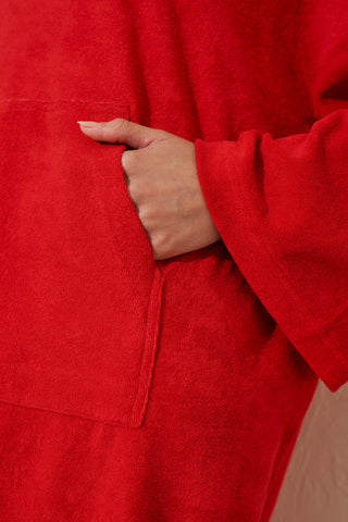Relaxed Terry Dress Red