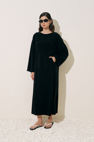 Relaxed Terry Dress Black