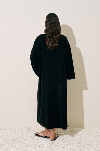 Relaxed Terry Dress Black