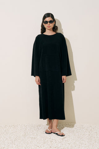 Relaxed Terry Dress Black