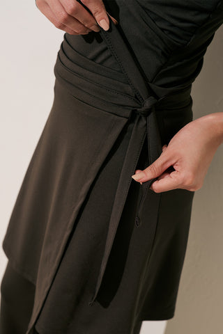 Wrap-Front Swim Skirt Brown