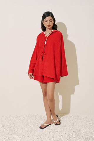 Terry Fabric Kimono Red