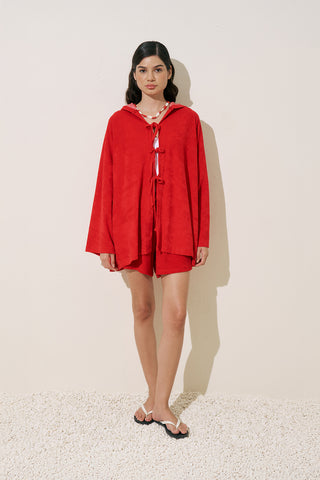 Terry Fabric Kimono Red