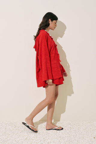 Terry Fabric Kimono Red