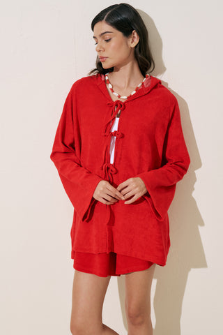 Terry Fabric Kimono Red