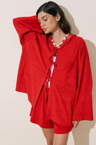 Terry Fabric Kimono Red