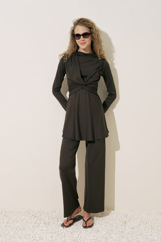 Knotted Swimsuit Brown