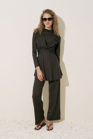 Knotted Swimsuit Brown