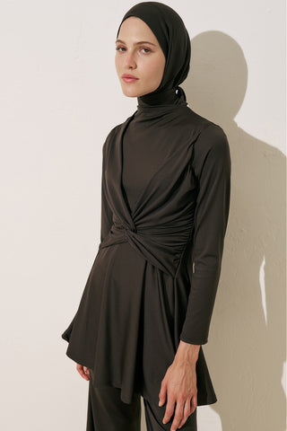 Knotted Swimsuit Brown