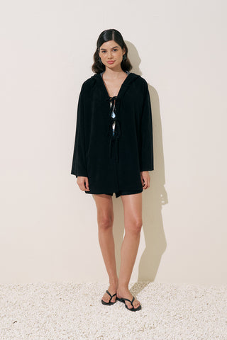 Terry Fabric Kimono Black
