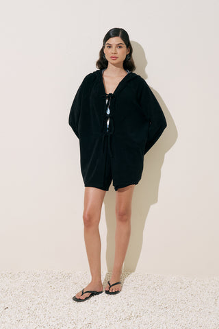 Terry Fabric Kimono Black
