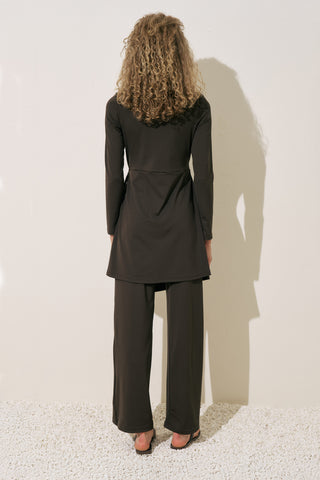 Wrap Skirt Swim Dress Brown